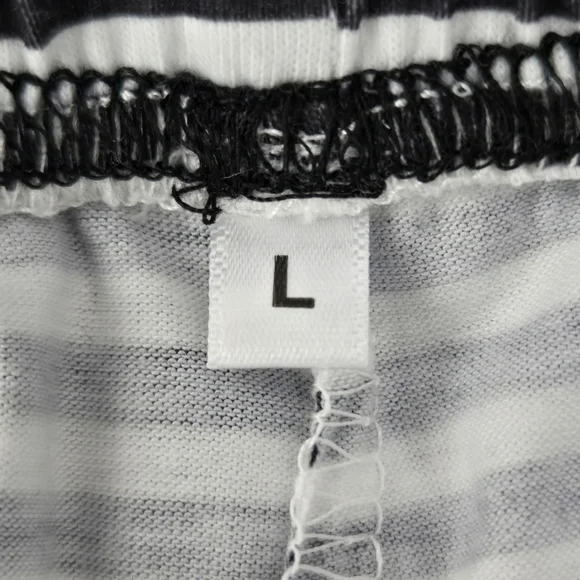 Fashion Casual Drawstring Elastic Waist Womens Stripe Wide Leg Pants. Bl… - Picture 8 of 9